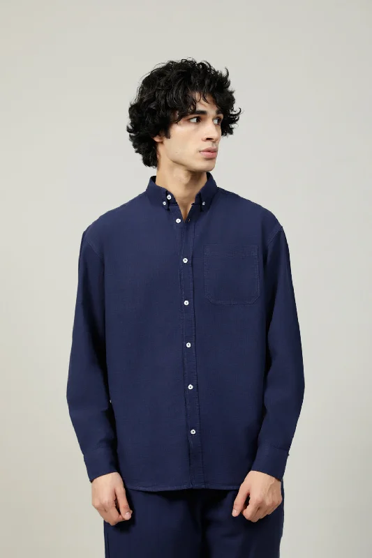 Men's Solid-Color Block Shirts for a Bold StatementBUTTON DOWN BAGGY FIT SHIRT