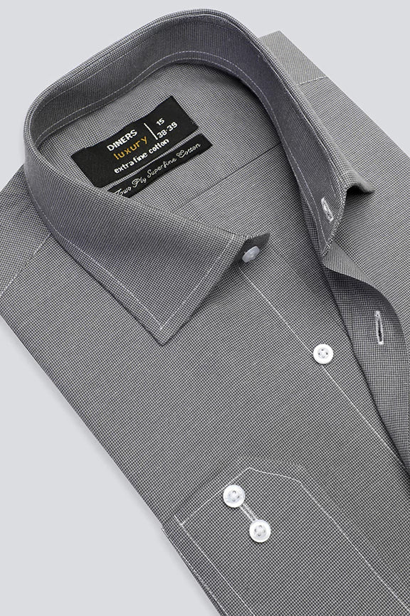 Grey Textured Formal Shirt