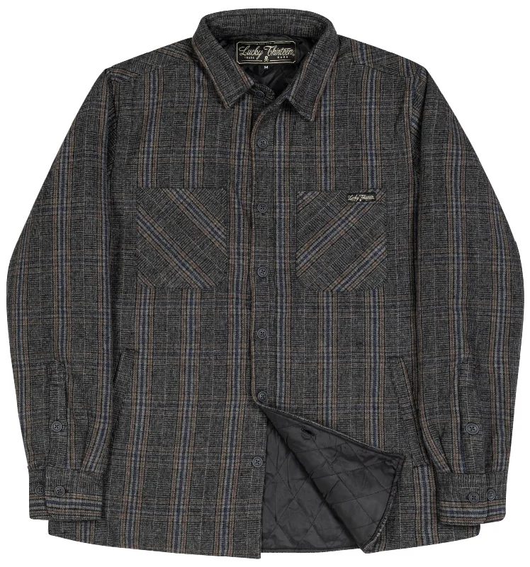 Men's Dressy Button-Down Shirts for Formal OccasionsThe BRANDO Lined Flannel Shirt-Jacket - GREY/NAVY/BROWN Men's Dressy Button-Down Shirts for Formal OccasionsThe BRANDO Lined Flannel Shirt-Jacket - GREY/NAVY/BROWN