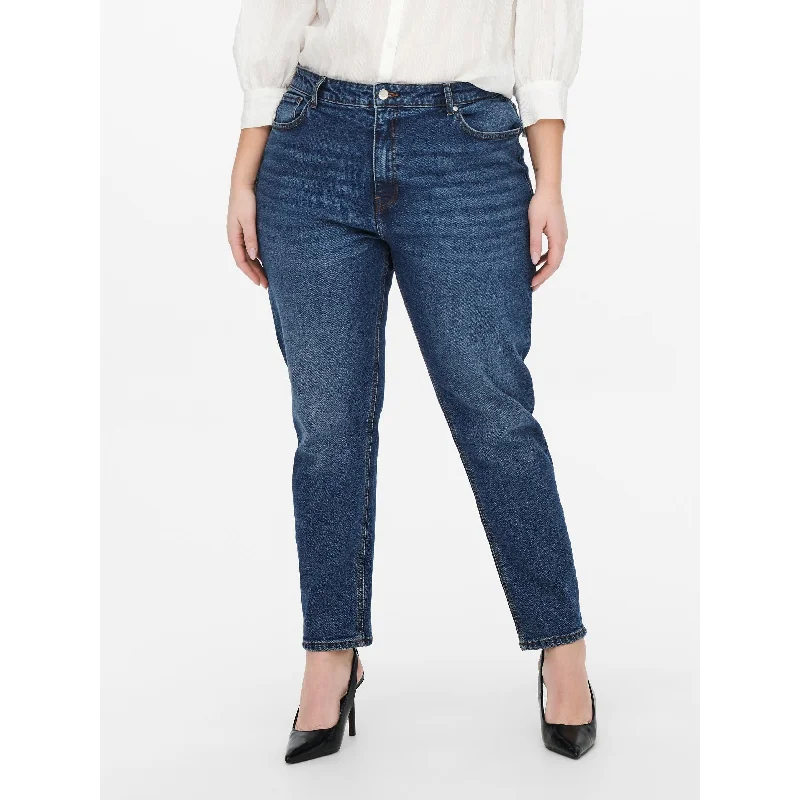 Men's Jeans for SportsOnly Carmakoma Mom Jeans in Dark Blue Denim
