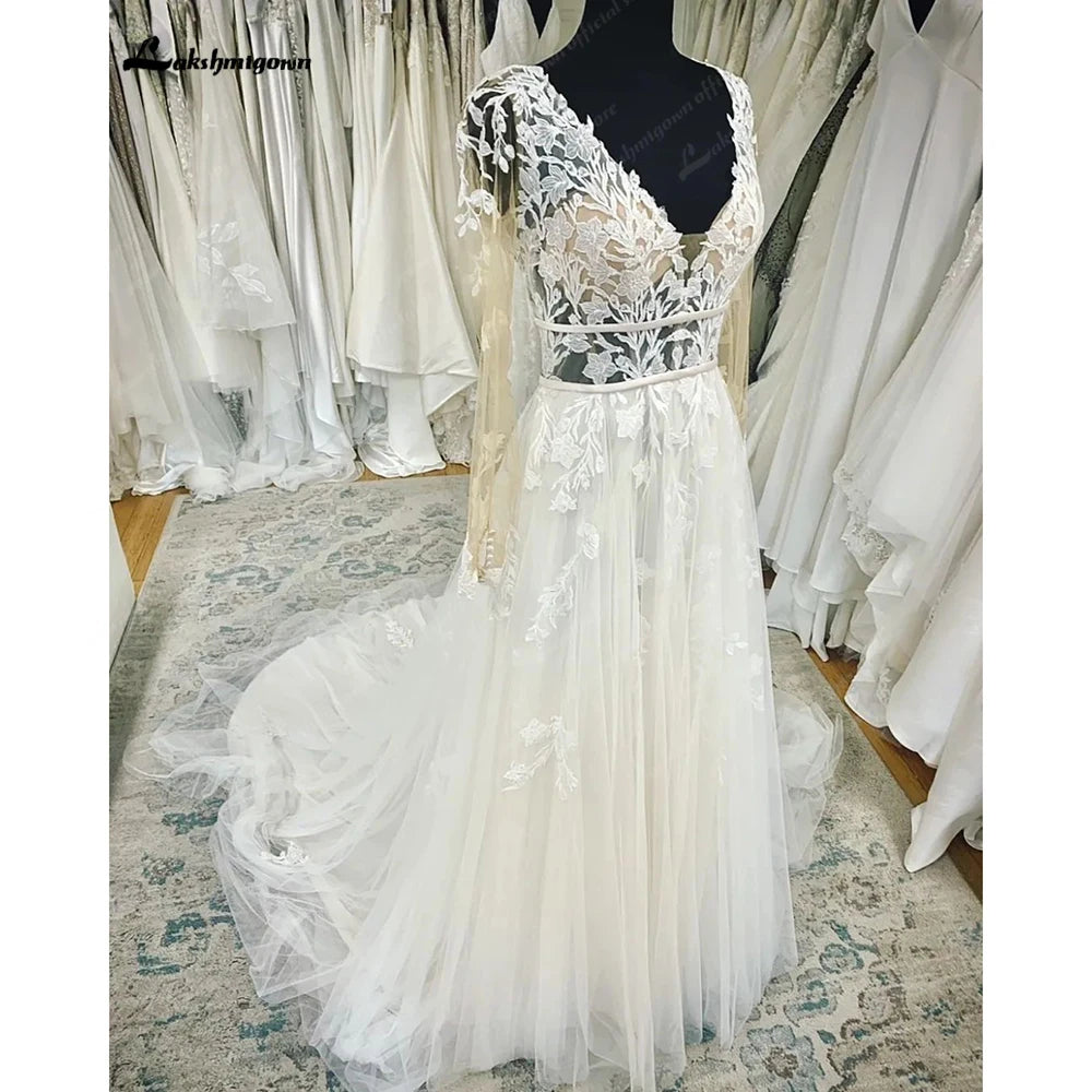 Roycebridal Lace Long Sleeve Boho Wedding Dress 2025 Abito Da Sposa Garden Boho Wedding Gown Sexy V Neck Bridal Dress Roycebridal Lace Long Sleeve Boho Wedding Dress 2025 Abito Da Sposa Garden Boho Wedding Gown Sexy V Neck Bridal Dress