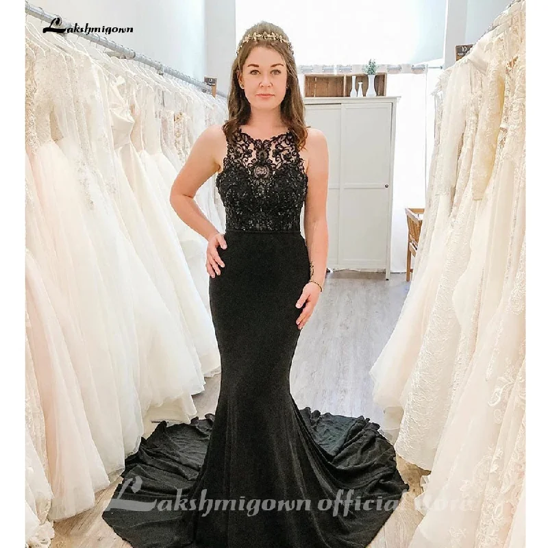Roycebridal Lakshmigown Gothic Black Mermaid Wedding Dresses Lace Court Train Vintage Bridal Gowns 2021 Plus Size Wedding Wear Roycebridal Lakshmigown Gothic Black Mermaid Wedding Dresses Lace Court Train Vintage Bridal Gowns 2021 Plus Size Wedding Wear