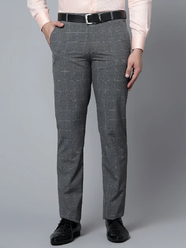 Men's Bike Shorts for CyclingMen's Formal Flat front Grey Checks Trousers