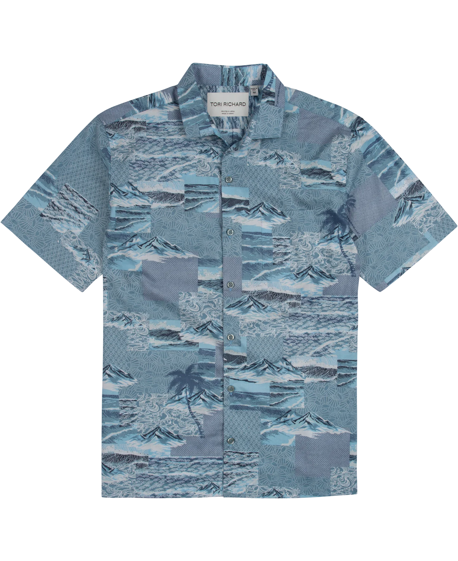Men's Short-Sleeve Shirts for Warm WeatherTori Richard Sashiko Waves Cotton Lawn Camp Shirt - Silver Blue Men's Short-Sleeve Shirts for Warm WeatherTori Richard Sashiko Waves Cotton Lawn Camp Shirt - Silver Blue