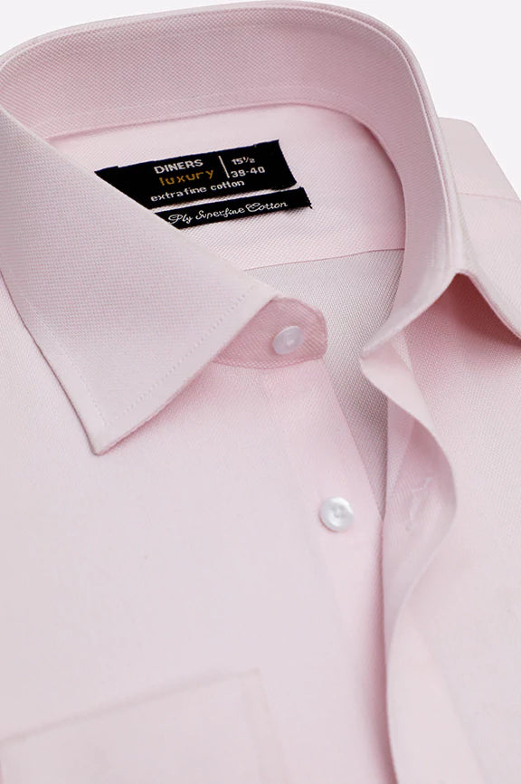 Pink Self Textured Formal Shirt