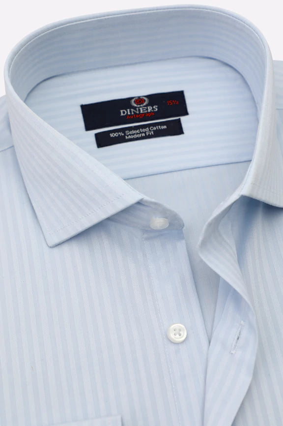 Sky Blue Self Stripe Formal Shirt