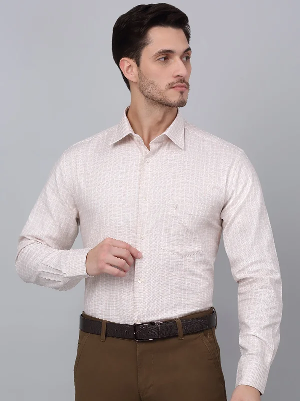 Men's Versatile Dress Shirts for Multiple OccasionsMen's Beige Formal Small Checks Full Sleeve Shirt Men's Versatile Dress Shirts for Multiple OccasionsMen's Beige Formal Small Checks Full Sleeve Shirt