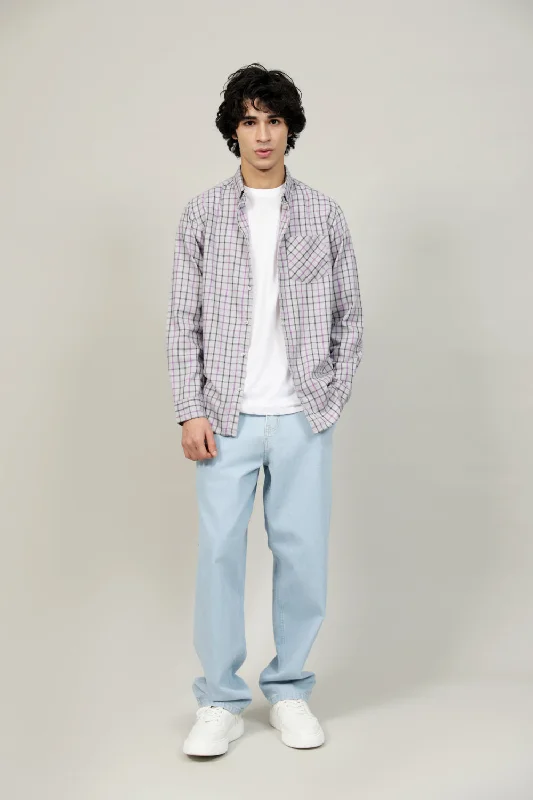 Men's Geometric Print Shirts for a Modern TwistBUTTON DOWN CHECK SHIRT