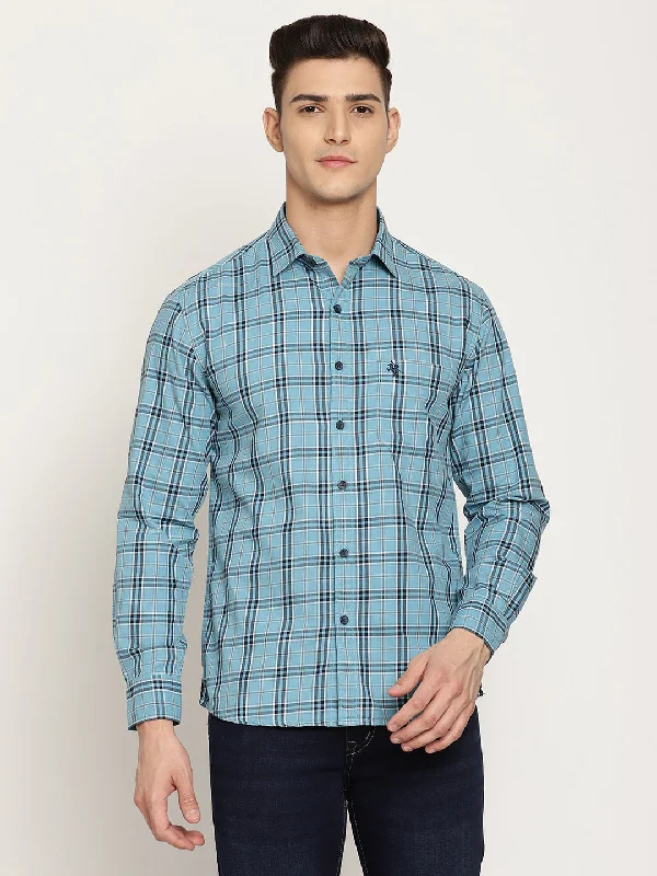 Men's Stain-Resistant Shirts for Mess-Free WearMen's Blue Casual Medium Checks Full Sleeve Shirt Men's Stain-Resistant Shirts for Mess-Free WearMen's Blue Casual Medium Checks Full Sleeve Shirt