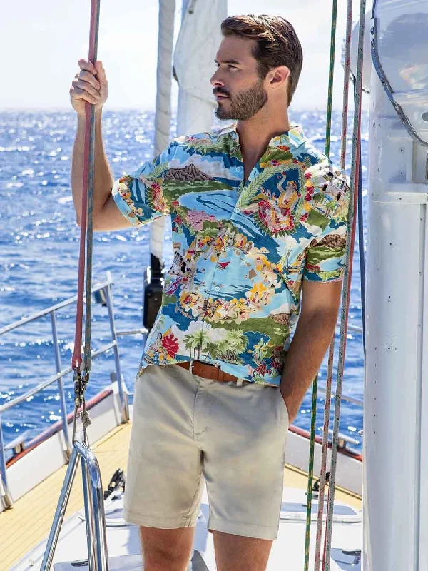 Men's Hawaiian Print Shirts for Luau PartiesTori Richard Boat Day Aloha Cotton Lawn Camp Shirt - Lagoon Men's Hawaiian Print Shirts for Luau PartiesTori Richard Boat Day Aloha Cotton Lawn Camp Shirt - Lagoon