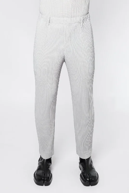 Men's Pants with UV ProtectionHomme Plissé Issey Miyake Basics Straight Leg Trousers in Light Gray Men's Pants with UV ProtectionHomme Plissé Issey Miyake Basics Straight Leg Trousers in Light Gray