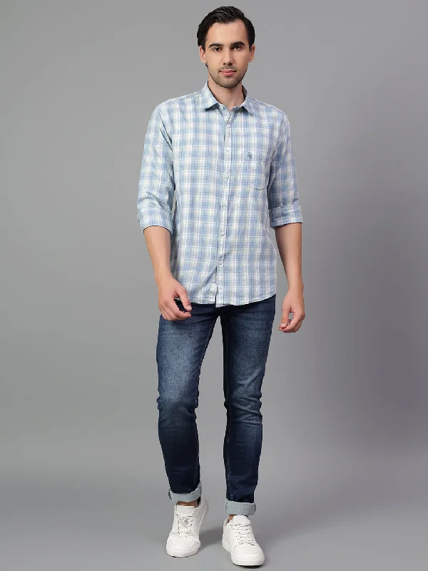 Durable Men's Work ShirtsMen's Blue Checked Full Sleeve Casual Shirt
