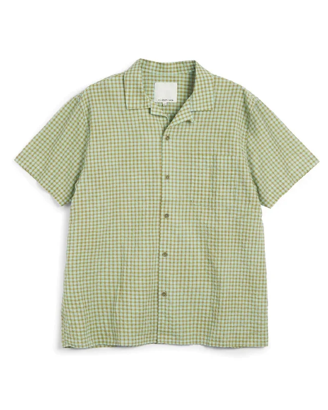 Men's Cowboy Shirts for Western StyleYMC Malick Shirt in Green Seersucker Plaid