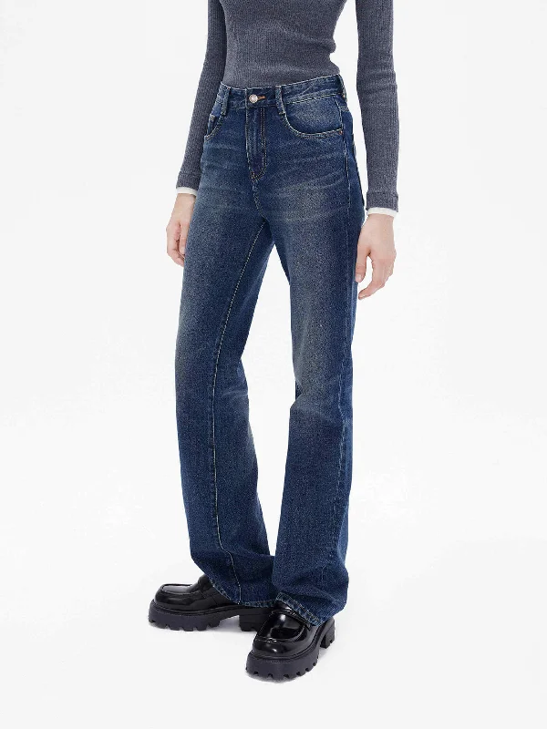 Men's Ripped JeansHigh Rise Straight Jeans