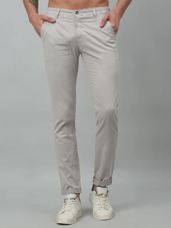 Men's Denim Shorts for SummerMen's Casual Flat front Silver  Trousers