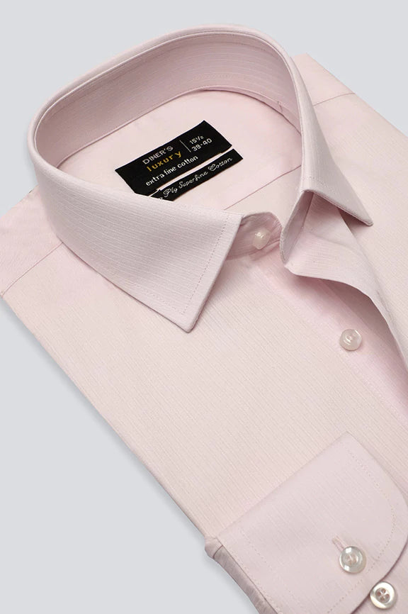 Pink Stripe Textured Formal Shirt