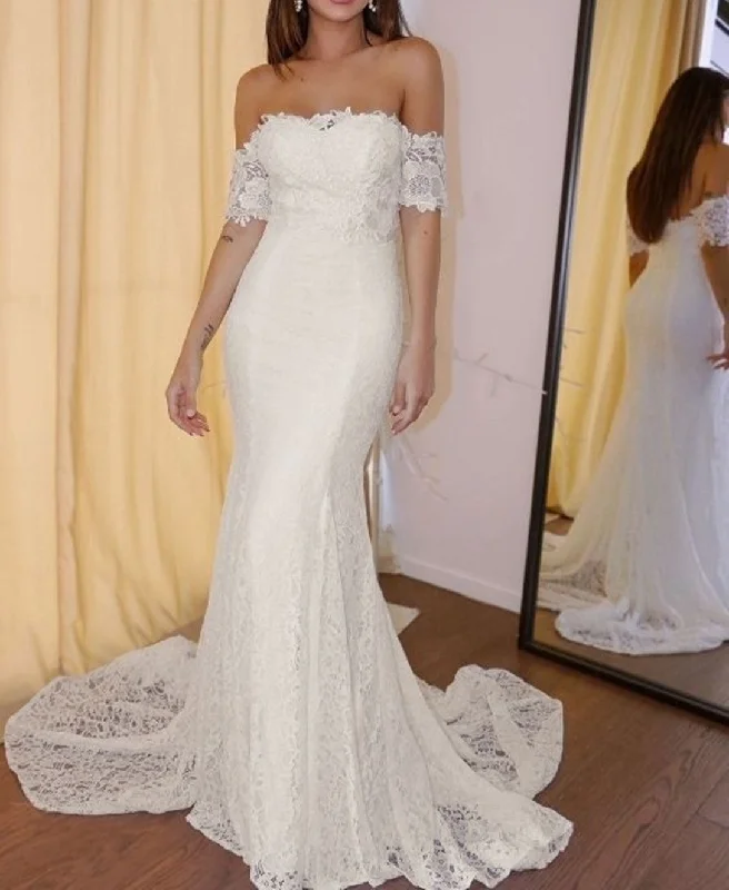 Women Mermaid Wedding Dresses Long Lace Appliques Bridal Gowns YWD141