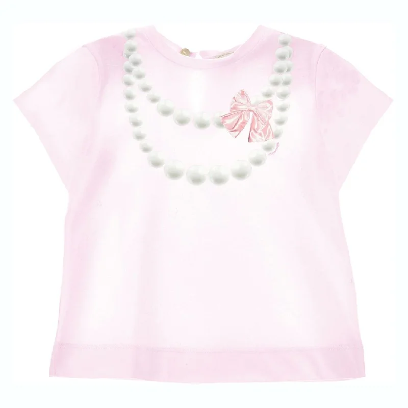 Men's Shirts with Tab CollarsPink Pearl Necklace-Print T-shirt