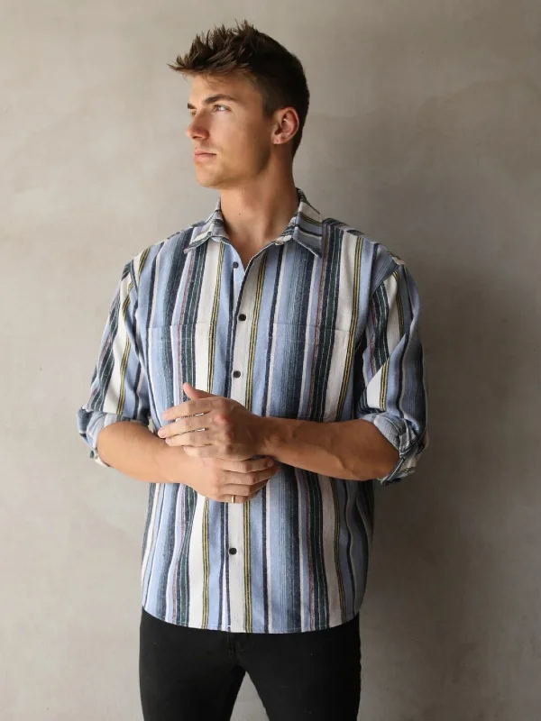 Lightweight Men's Poplin ShirtsLucca Stripe Shirt - Blue