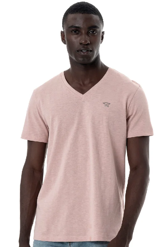 Men's Shirts with Raw-Edge HemlinesV-Neck T-Shirt _ 145358 _ Rose