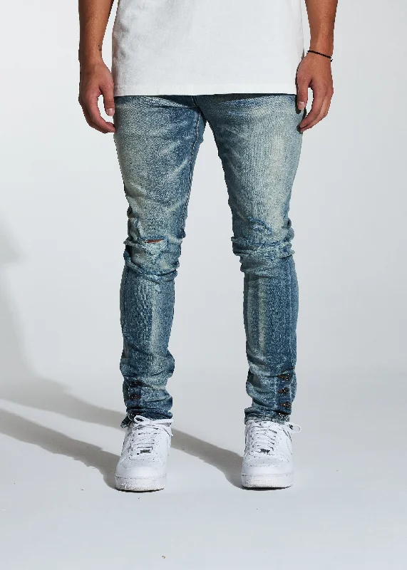 Baggy Men's JeansSnap Denim (Stone Wash)
