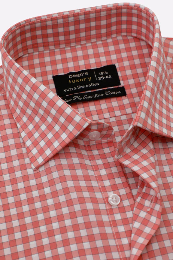 Pink Gingham Check Formal Shirt