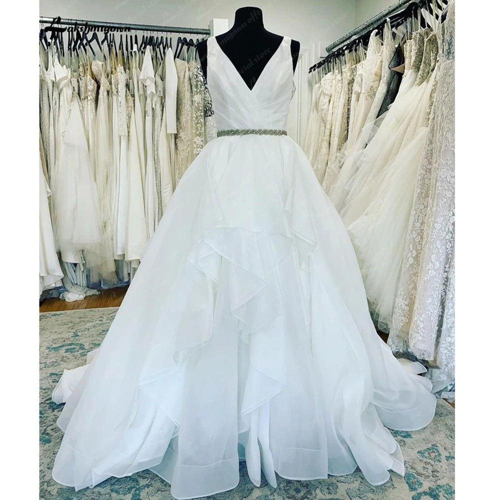 Roycebridal Princess Wedding Dresses V Neck Pleat Ruffled A-Line Custom Made Bride Gowns Floor Length vestido de noiva Roycebridal Princess Wedding Dresses V Neck Pleat Ruffled A-Line Custom Made Bride Gowns Floor Length vestido de noiva