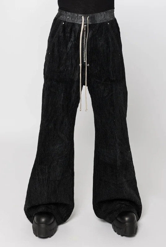 Men's Pants with Adjustable WaistbandsRick Owens DRKSHDW Geth Belas in Black Foil Corduroy Men's Pants with Adjustable WaistbandsRick Owens DRKSHDW Geth Belas in Black Foil Corduroy