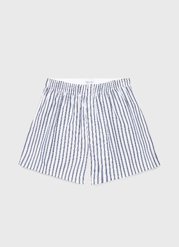 Men's Pants with Elastic CuffsMen's Classic Boxer Shorts in White/Navy Stripe