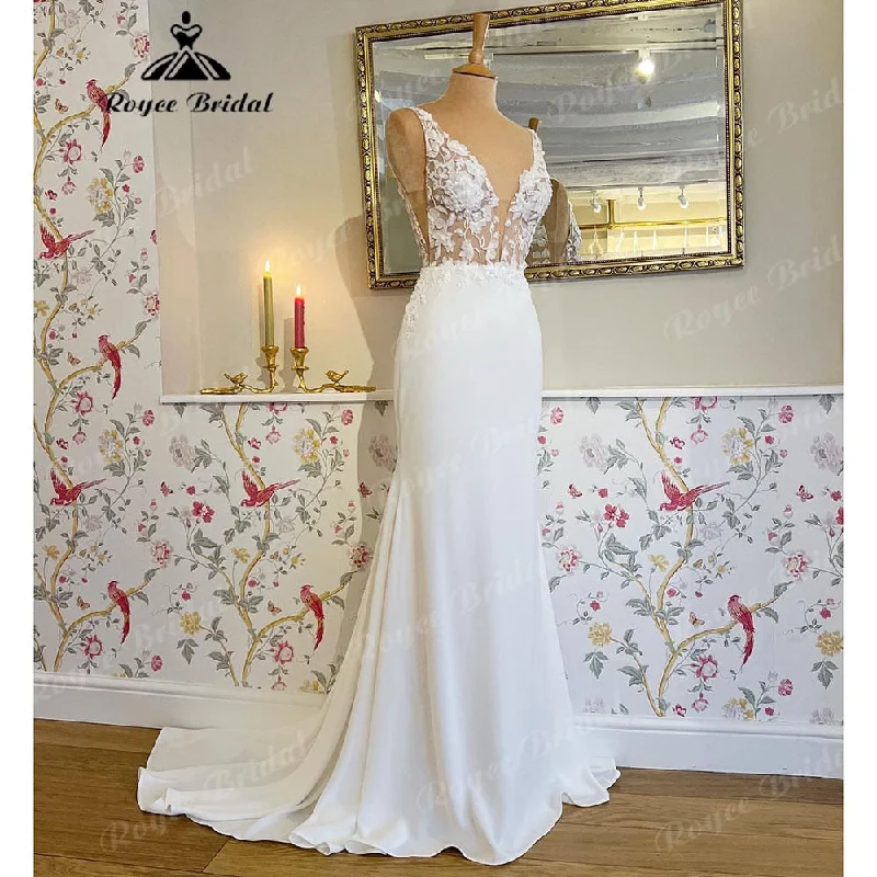 Roycebridal BRIDE,BRIDE EXPLORE All Wedding Dresses,BRIDE EXPLORE Custom Wedding Dresses ๐,BRIDE EXPLORE Plus SizeRoycebridal Vintage Lace Floral V Neck Crepe Women Birdal Mermaid Wedding Gowns 2025 Wedding Dress Sleevess vestido de festa Roycebridal BRIDE,BRIDE EXPLORE All Wedding Dresses,BRIDE EXPLORE Custom Wedding Dresses ๐,BRIDE EXPLORE Plus SizeRoycebridal Vintage Lace Floral V Neck Crepe Women Birdal Mermaid Wedding Gowns 2025 Wedding Dress Sleevess vestido de festa
