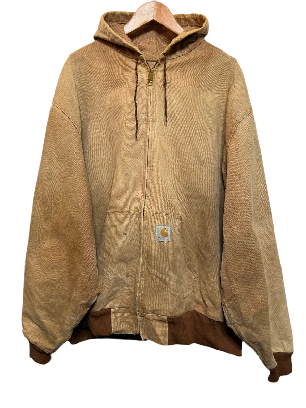 Men's Coats for Rainy WeatherCarhartt Beige Hooded Jacket (Size XXL)
