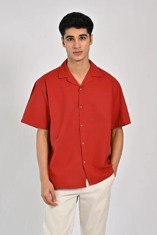 Men's Neutral-Tone Shirts for Versatile StylingBAGGY FIT RESORT COLLAR SHIRT