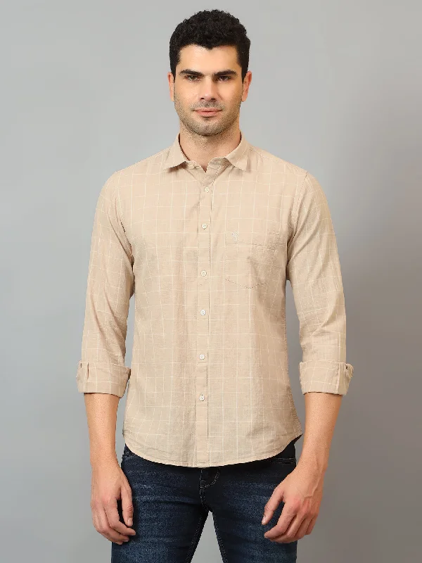 Men's Rugby Shirts for a Sporty LookMen's Beige Casual Medium Checks Full Sleeve Shirt Men's Rugby Shirts for a Sporty LookMen's Beige Casual Medium Checks Full Sleeve Shirt