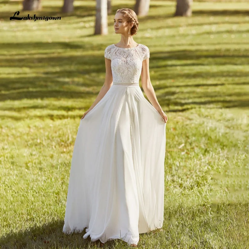 Roycebridal Lakshmigown Lace Plus Size Boho Wedding Dress vestido de noiva simples Cap Sleeves Chiffon Beach Bridal Dresses robe de mariee Roycebridal Lakshmigown Lace Plus Size Boho Wedding Dress vestido de noiva simples Cap Sleeves Chiffon Beach Bridal Dresses robe de mariee