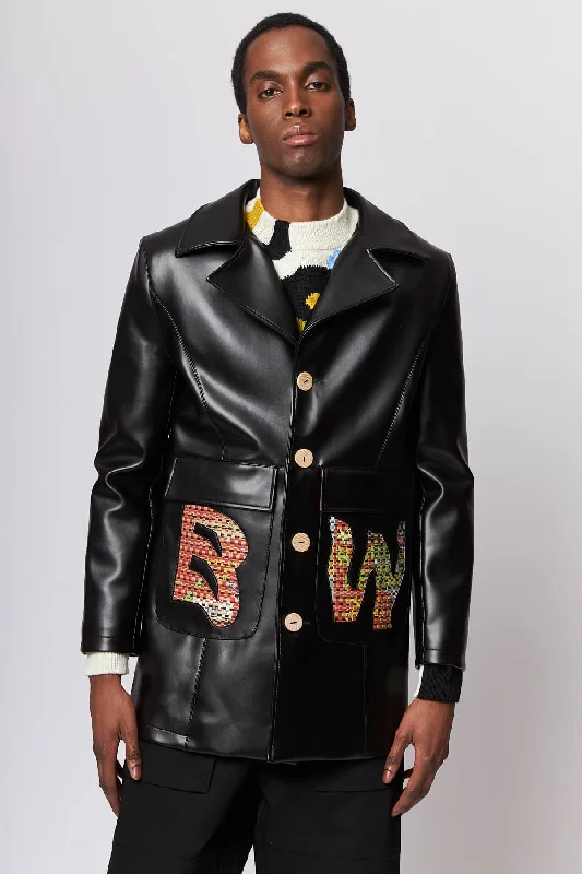 Men's Coats with LiningVegan Leather and Bookwaste Coat