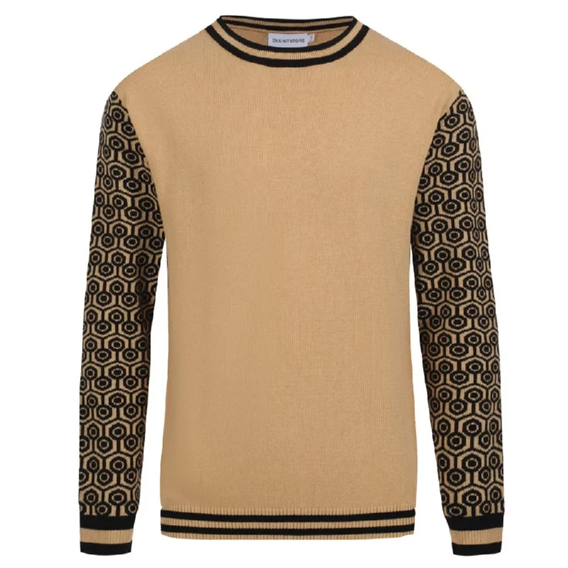 Men's Flowy Shirts for a Relaxed LookMen's brown jacquard vintage 60s knit T-shirt