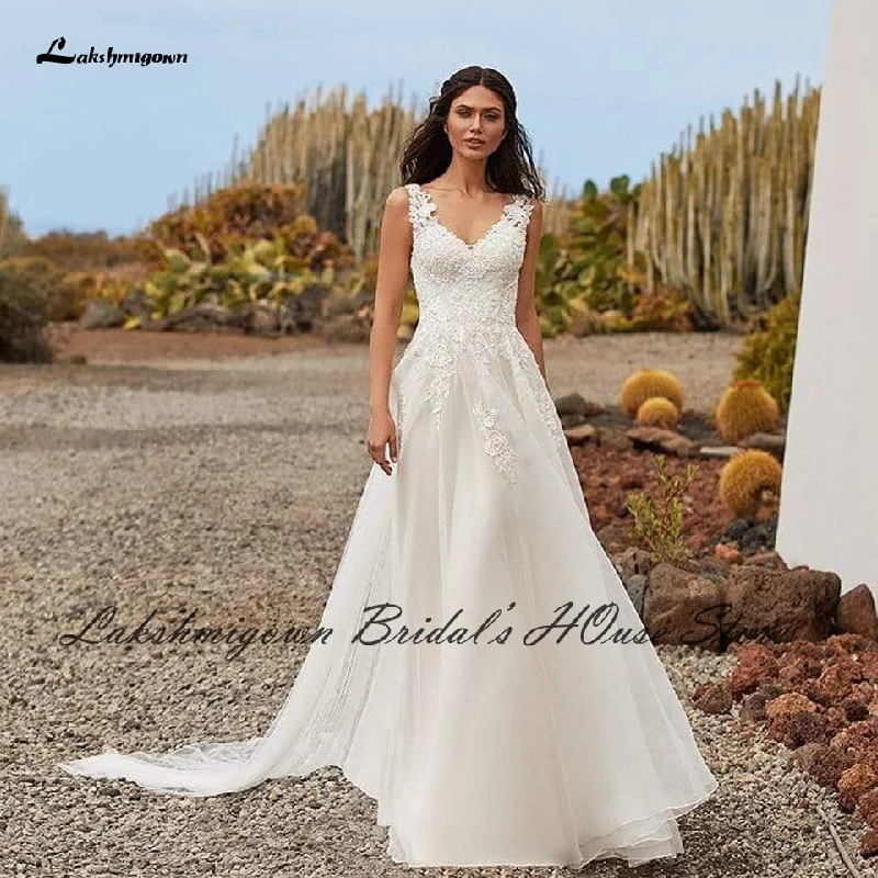 Roycebridal Lakshmigown Sexy Bridal Robe Boho Wedding Dresses 2022 Robe Mariage Lace Appliques Sheer Illusion V neck A Line Wedding Dresses Roycebridal Lakshmigown Sexy Bridal Robe Boho Wedding Dresses 2022 Robe Mariage Lace Appliques Sheer Illusion V neck A Line Wedding Dresses