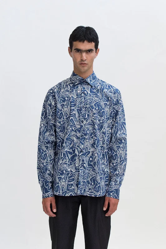 Men's Scoop Neck T-Shirts for a Relaxed FeelLong Sleeve Shirt in Hercules Navy Print Men's Scoop Neck T-Shirts for a Relaxed FeelLong Sleeve Shirt in Hercules Navy Print