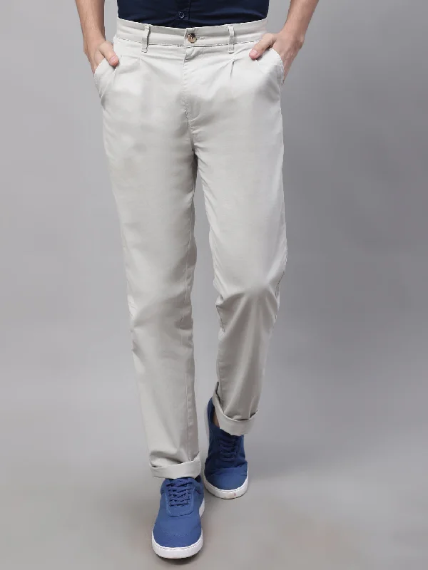Casual Men's ChinosMen's Casual Pleated front Ivory  Trousers
