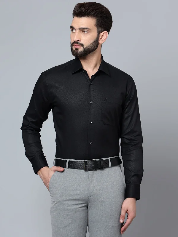 Men's Designer Dress Shirts for High-End FashionMen's Black Formal Self Textured Full Sleeve Shirt Men's Designer Dress Shirts for High-End FashionMen's Black Formal Self Textured Full Sleeve Shirt