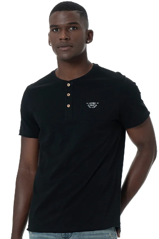 Men's Shirts with Mock NecksHenley T-Shirt _ 146764 _ Black