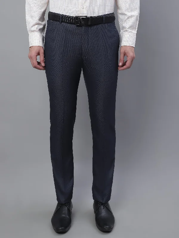 Men's Pants with Side PocketsMen's Formal Flat front Blue  Trousers
