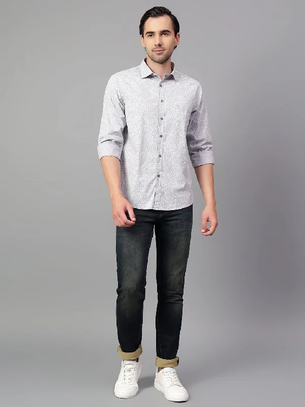 Men's Easy-Care Shirts for Busy LifestylesMen's Grey Printed Full Sleeve Casual Shirt Men's Easy-Care Shirts for Busy LifestylesMen's Grey Printed Full Sleeve Casual Shirt