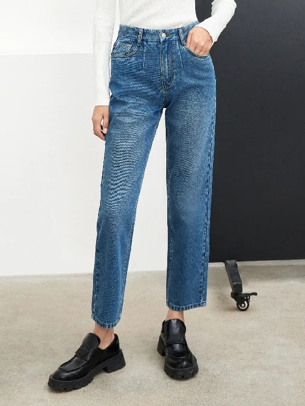 Oversized Relaxed-Fit Men's JeansCotton Straight Ankle Jeans