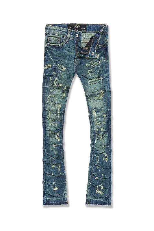 High-Waisted Men's JeansKids Stacked Ripple Effect Denim (Lager)