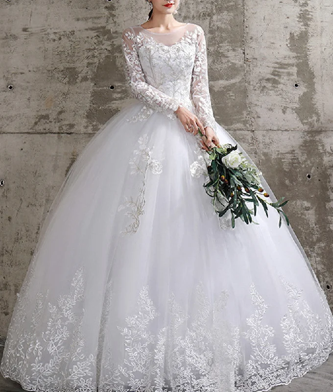 Women Lace Wedding Dresses Long Appliques Bridal Gowns YWD018
