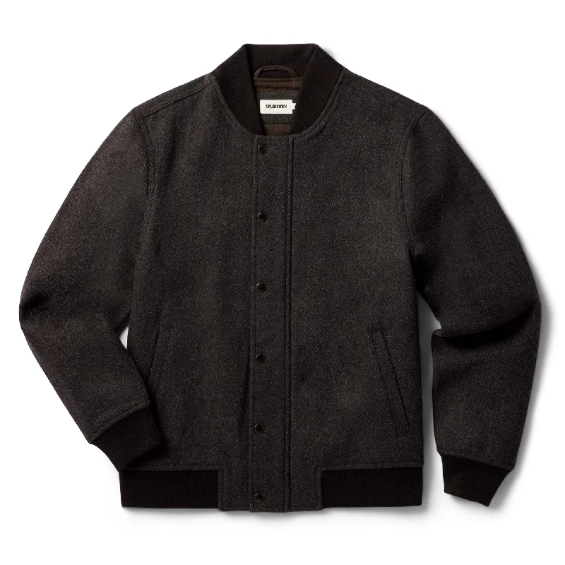 Men's Coats with Flannel LiningThe Bomber Jacket in Espresso Marl Wool