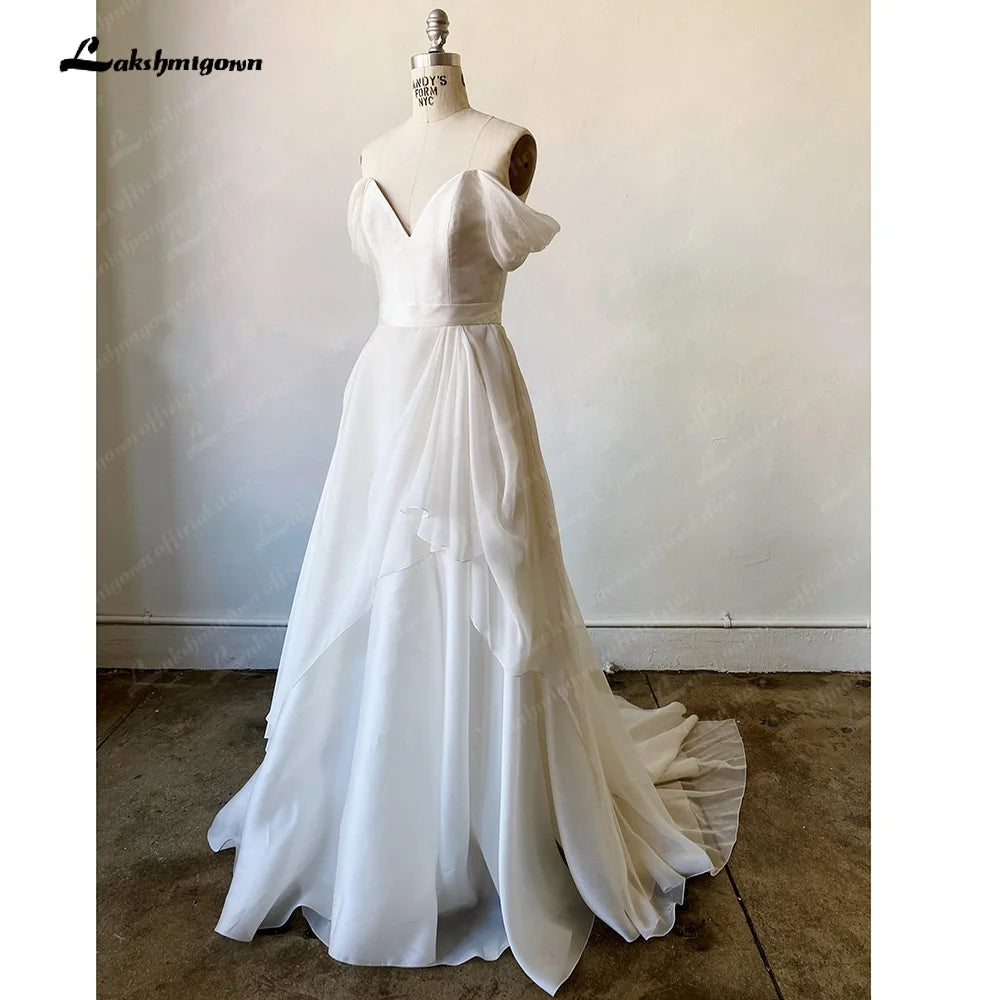 Roycebridal Sexy Off Shoulder A Line Wedding Dresses Boho Bride Dress Backless Sweep Train vestidos de novia robe de mariée Roycebridal Sexy Off Shoulder A Line Wedding Dresses Boho Bride Dress Backless Sweep Train vestidos de novia robe de mariée