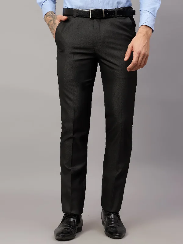 Men's Pants with Belt LoopsMen's Formal Flat front Black  Trousers