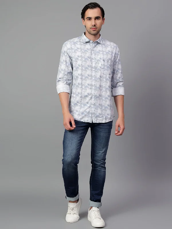 Men's Striped Shirts for a Maritime TwistMen's Blue Printed Full Sleeve Casual Shirt Men's Striped Shirts for a Maritime TwistMen's Blue Printed Full Sleeve Casual Shirt